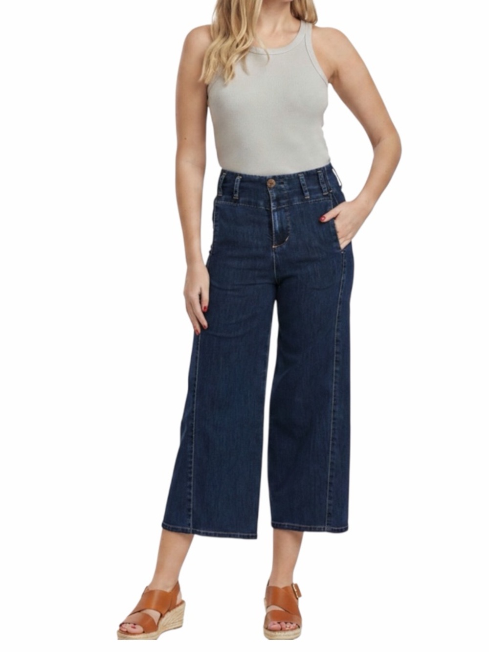 Dear John Audrey High Rise Wide Leg Crop Jeans Dark Wash Breckenridge 29